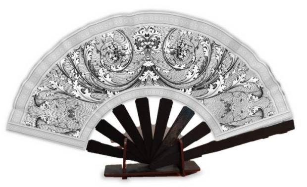 Abanico Acanto porcelana negro