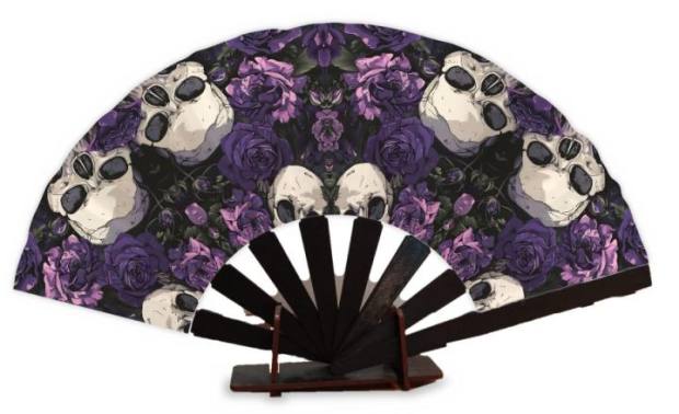 Abanico Calaveras violetas